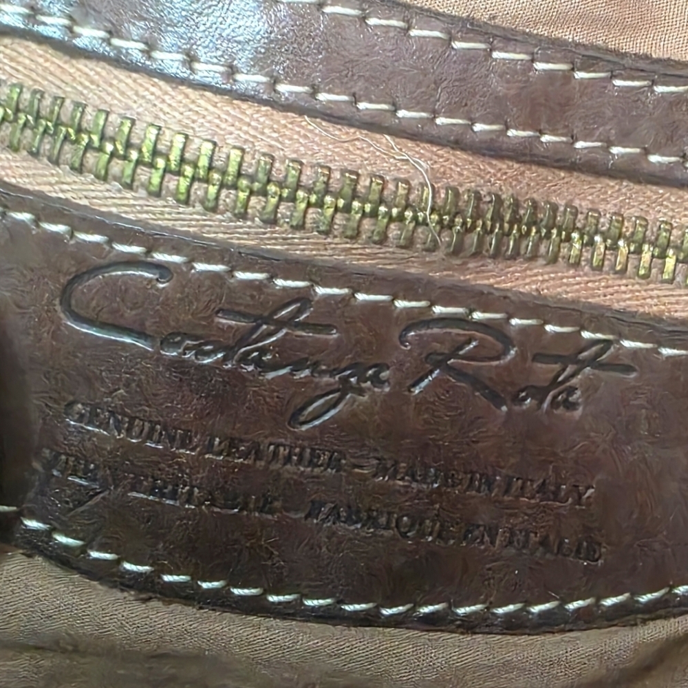 Caterina Ratti Rare Italian Tooled Leather Crossbody Bag Studded Python Panel Ma - Picture 4 of 6
